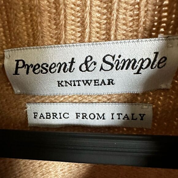 Present & Simple Knit Wool Cashmere Turtleneck Sweater Dress Camel XS - Picture 3 of 5